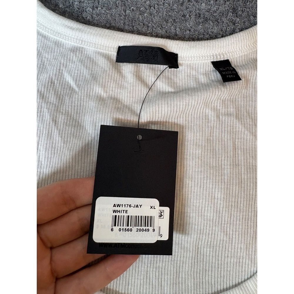 ATM Tank Top Women X Large White Melillo Ribbed Boy Basic Tank Top XL AW1176JAY - Picture 8 of 8